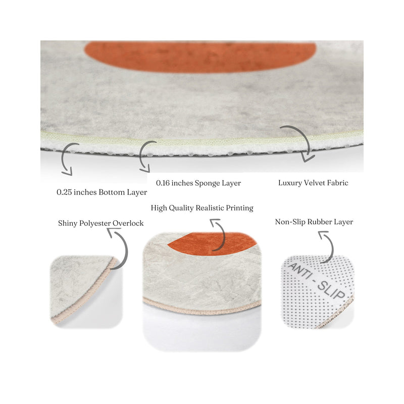 Abstract Boho Home Decorative Washable Round Rug | Homeezone