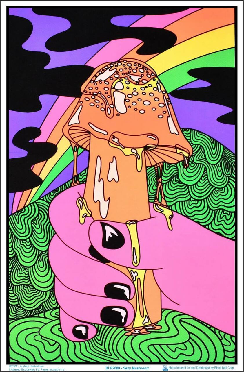 Sexy Mushroom Black Light Poster
