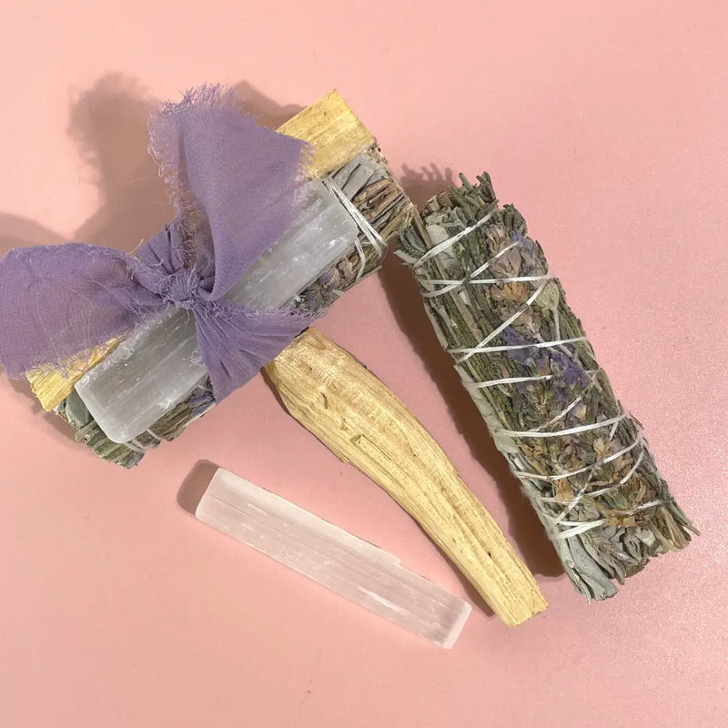 Lavender + White Sage Protection Bundle with Selenite and Pa