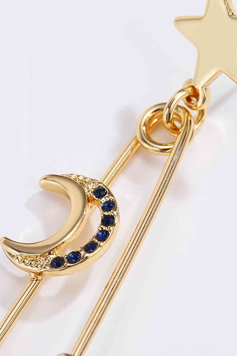 5-Pair Wholesale Inlaid Pearl Star and Moon Drop Earrings