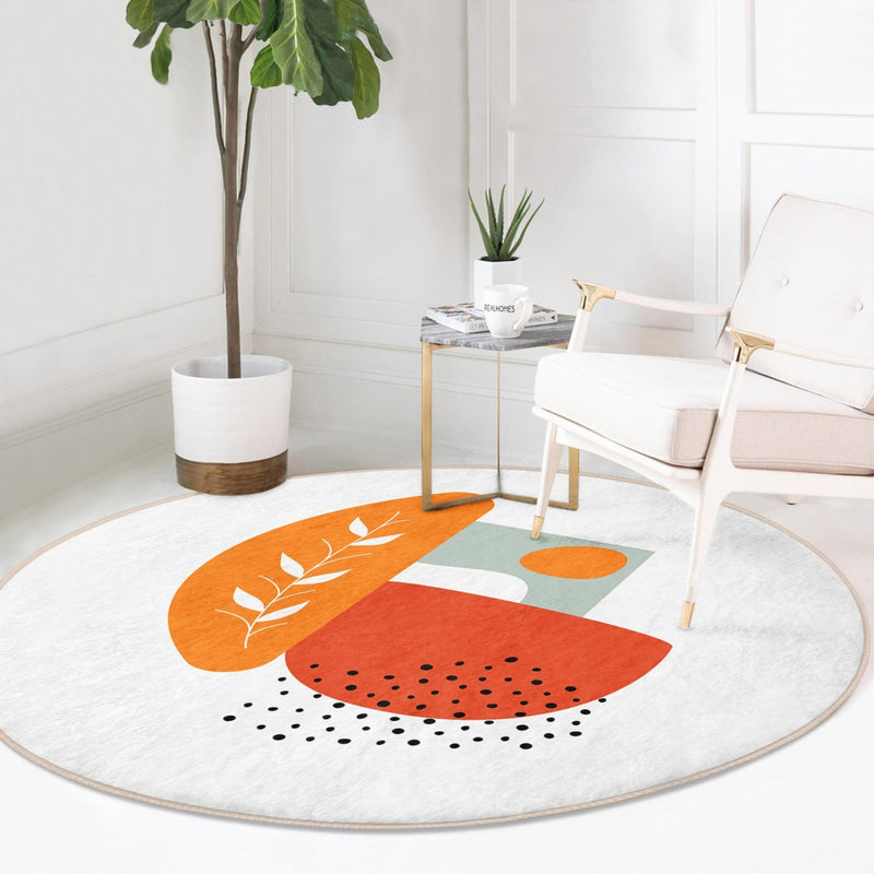 Boho Round Rug, Bohemian Area Carpet, Non Slip Decorative Floor Carpet