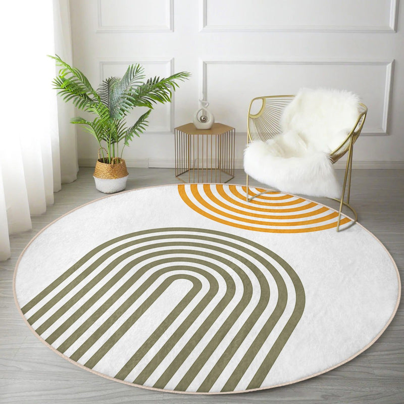 Boho Decorative Round Rug, Abstract Living Room Floor Carpet, Non Slip