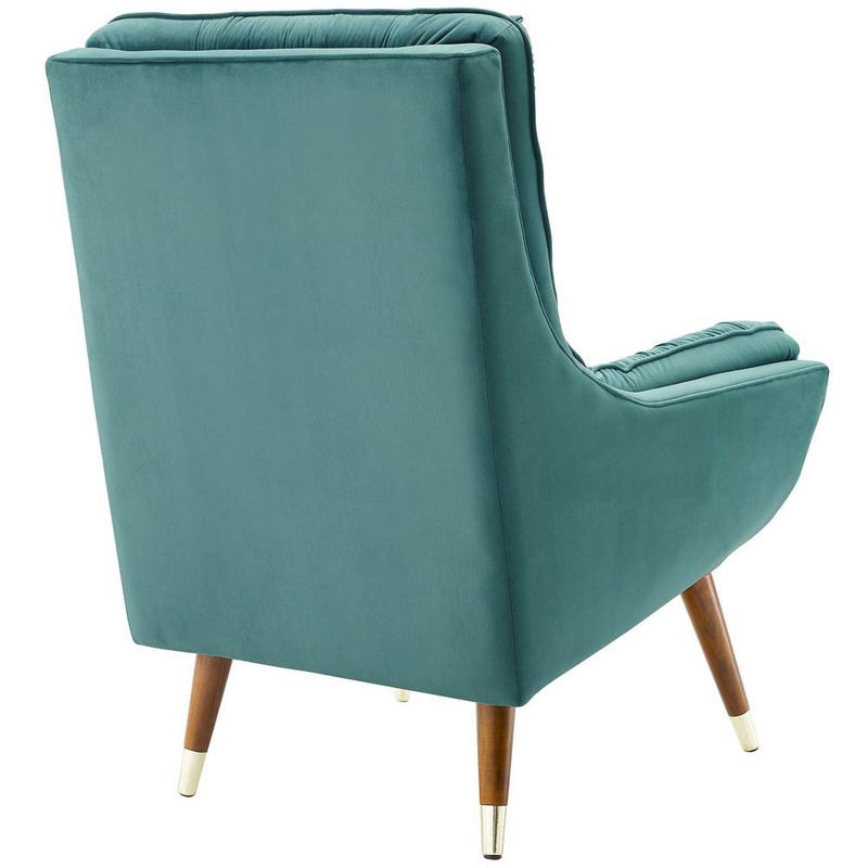 Suggest Button Tufted Performance Velvet Lounge Chair - Teal