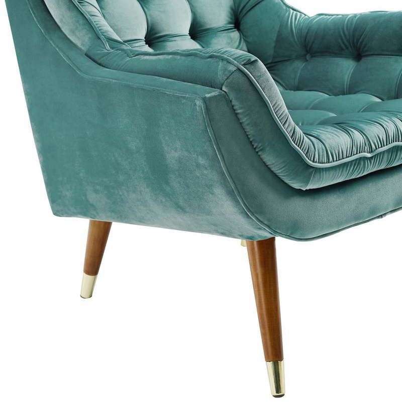 Suggest Button Tufted Performance Velvet Lounge Chair - Teal