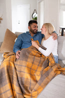 Estancia ALPACA BLEND Throw - Grey / Mustard Yellow