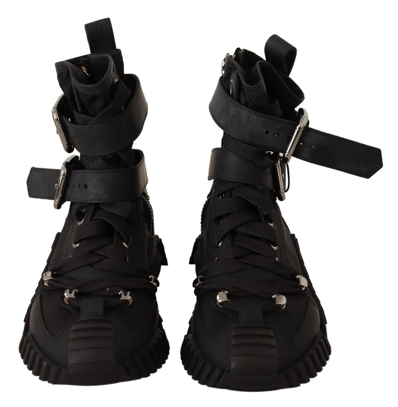 Dolce & Gabbana Black Trekking Boots High Cut Sneakers Shoes