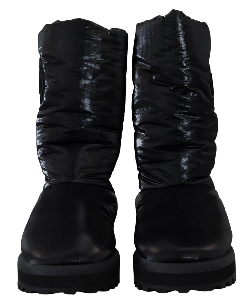 Dolce & Gabbana Black Boots Padded Mid Calf Winter Shoes