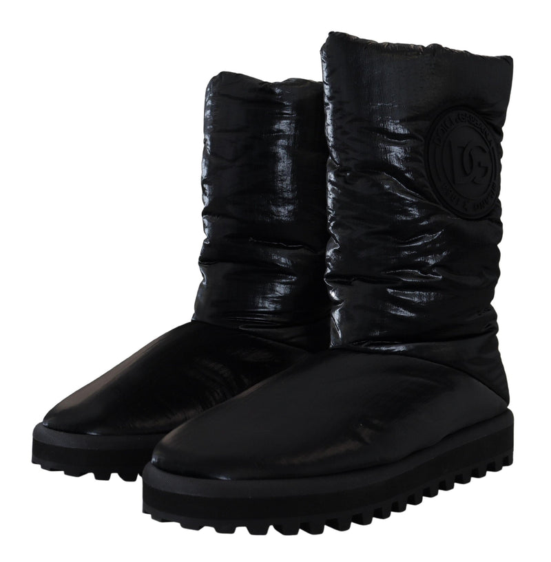 Dolce & Gabbana Black Boots Padded Mid Calf Winter Shoes