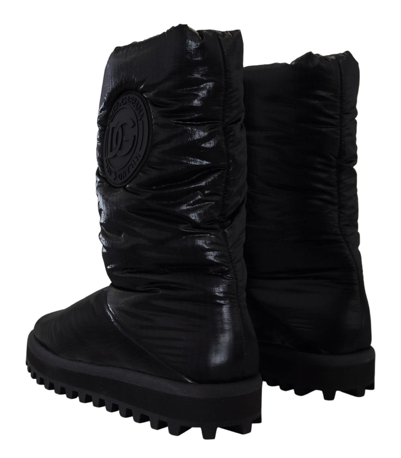 Dolce & Gabbana Black Boots Padded Mid Calf Winter Shoes