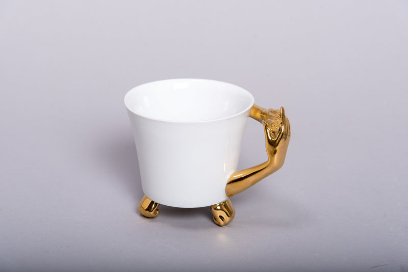 Retro Style Porcelain Cup 'GOLDEN HAND' l 12oz l