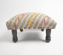 Upholstered & Embroidered Cotton & Wood Stool