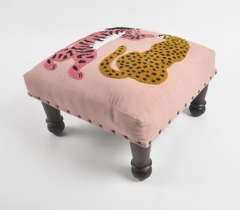 Regal Panthers Embroidery Upholstered Stool