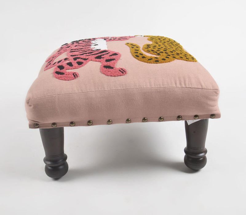 Regal Panthers Embroidery Upholstered Stool