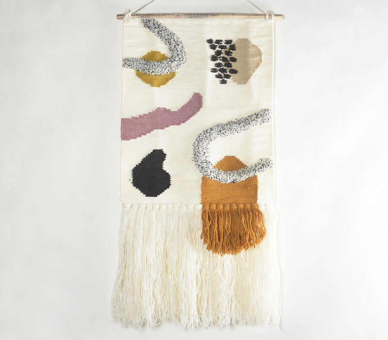 Handwoven Abstract Fringed Wall Hanging