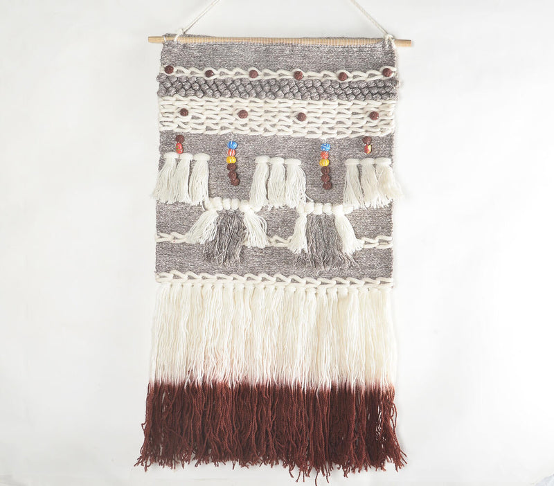 Handwoven Beaded & Fringe tasseled Wall Hanging