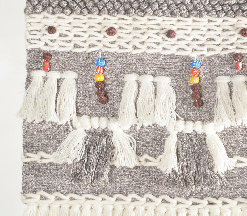 Handwoven Beaded & Fringe tasseled Wall Hanging