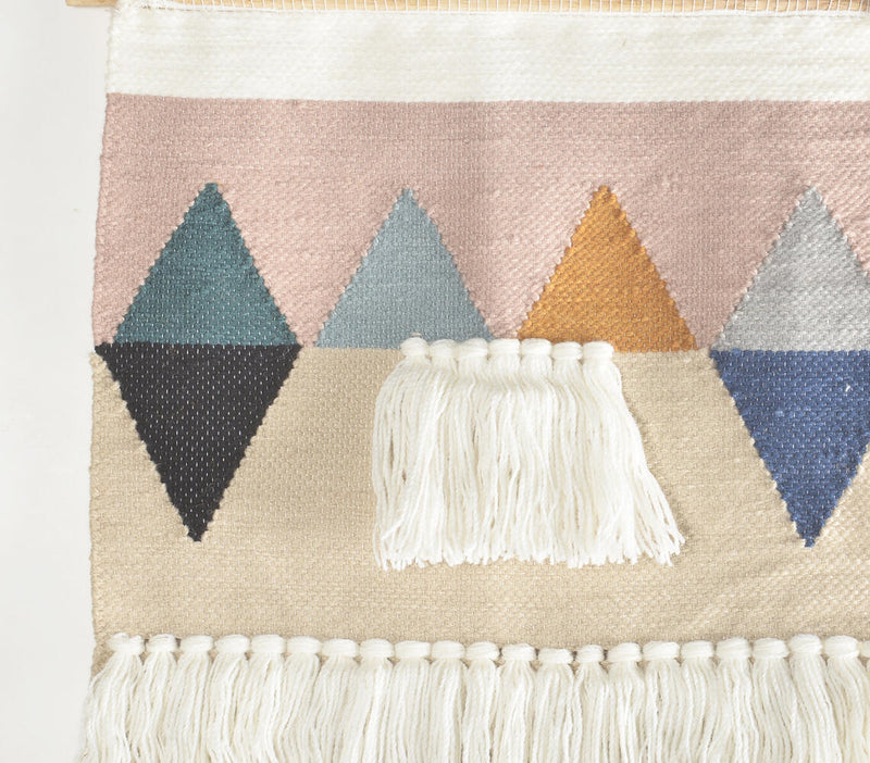 Handwoven & Tufted Geometric Fringed Wall Hanging