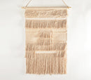 Handwoven Cotton Beige Fringed Wall Hanging