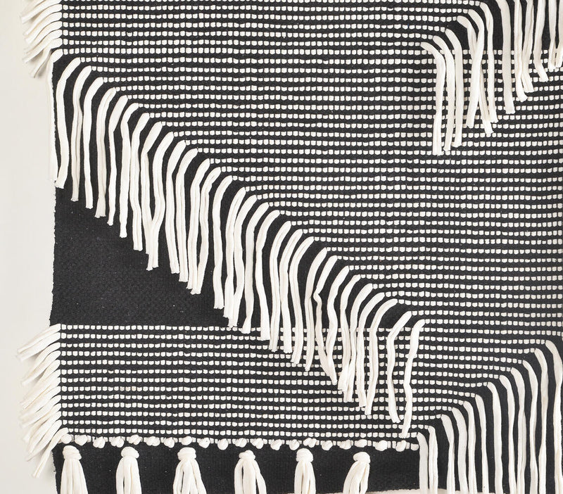Handwoven Cotton Monochrome Fringed Wall Hanging