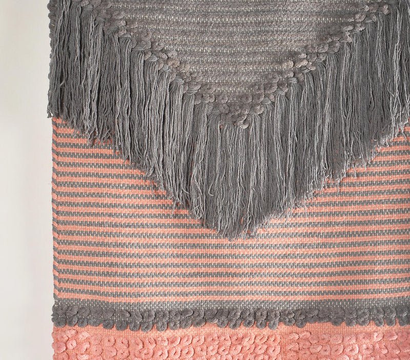 Handwoven Cotton Grey & Pink Wall Hanging