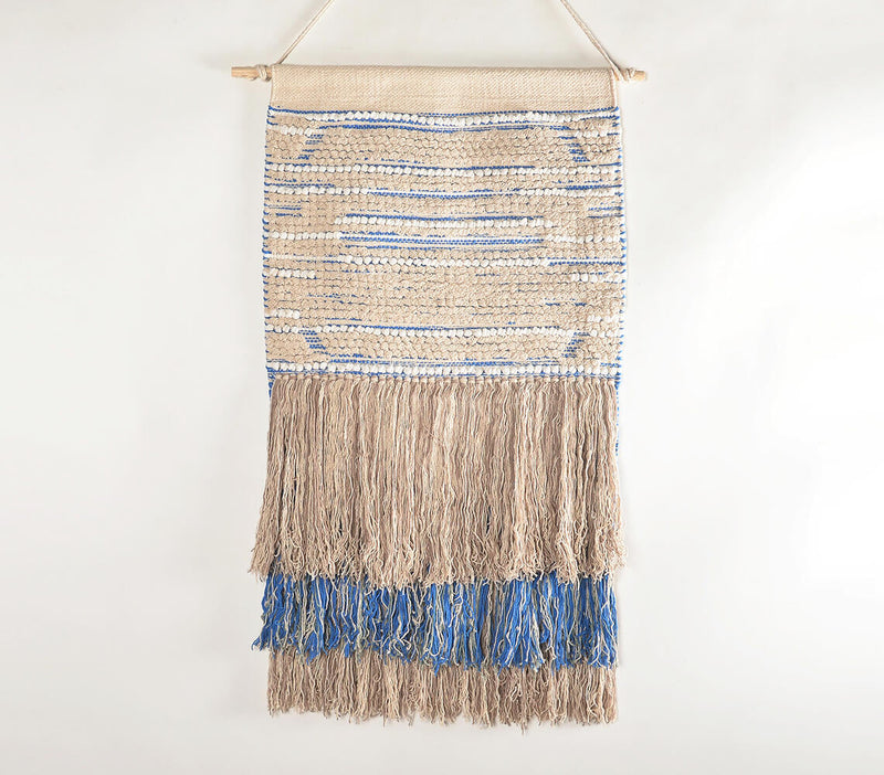 Handwoven Cotton Fringed Cobalt Wall Hanging