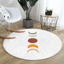 Moon Patterned round Rug, Boho Style Area Carpet, Non Slip Decorative
