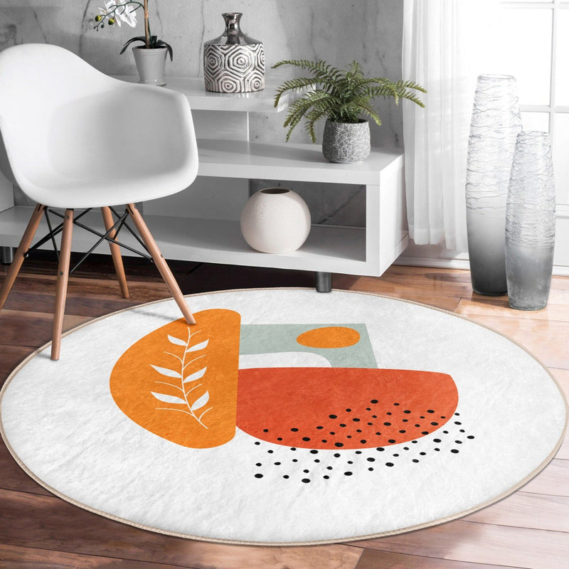 Boho Round Rug, Bohemian Area Carpet, Non Slip Decorative Floor Carpet