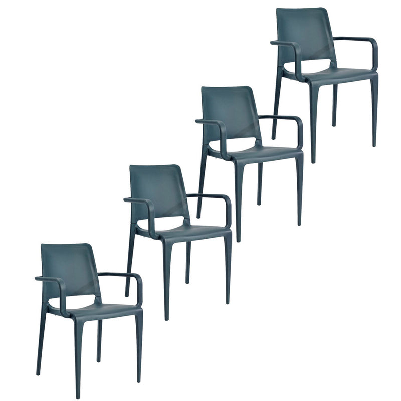 Set of 4 Patio Dining Armchair - Stacking