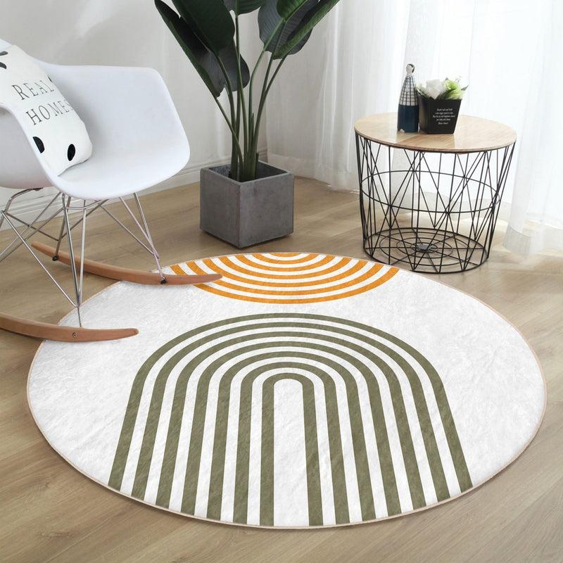 Boho Decorative Round Rug, Abstract Living Room Floor Carpet, Non Slip