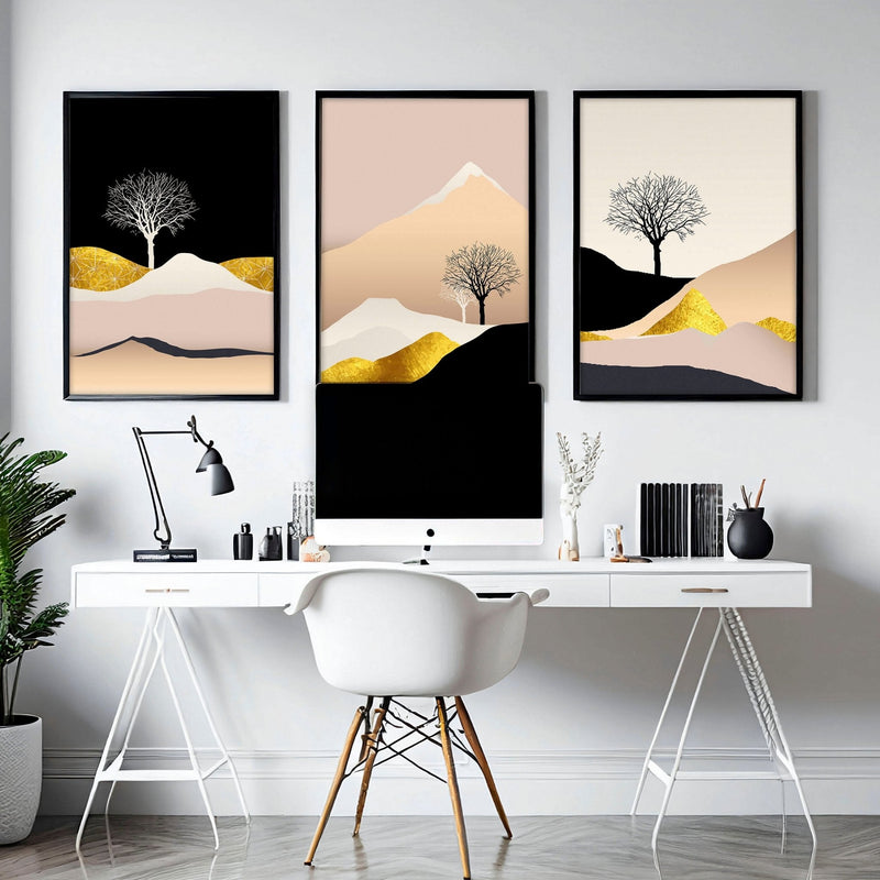 Decorating Scandinavian style for office | set of 3 wall art prints