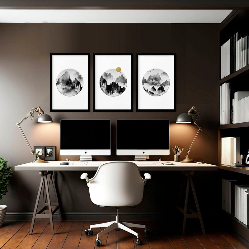 Office desk decor | set of 3 wall art prints