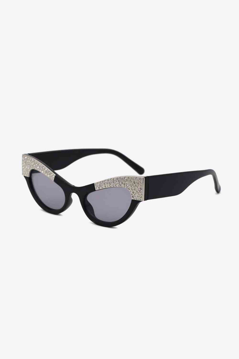 UV400 Rhinestone Trim Cat-Eye Sunglasses