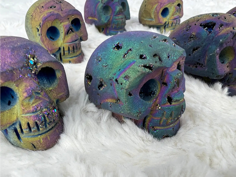 Titanium Aura Sphalerite Skull