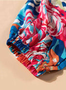 Floral Tie Neck Balloon Sleeve Top