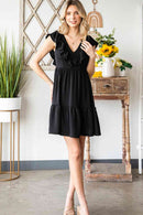 Ruffled V-Neck Mini Dress