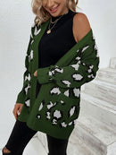 Leopard Open Front Dropped Shoulder Cardigan