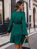 Twisted Round Neck Long Sleeve Dress