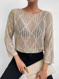 Openwork Round Neck Knit Top