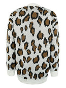 Leopard Open Front Dropped Shoulder Cardigan