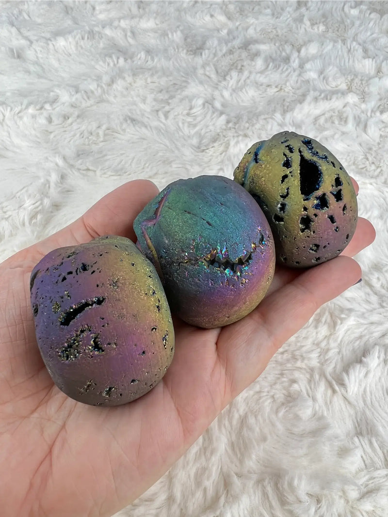 Titanium Aura Sphalerite Skull