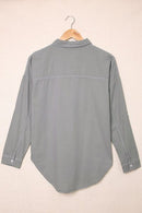 Pocketed Button Up Collared Neck Denim Top