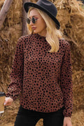 Printed Round Neck Long Sleeve Blouse