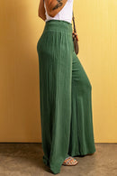 Smocked Waist Texture Wide Leg Pants