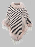 Striped Fringe Hem Poncho