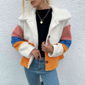 Color Block Button Down Collared Jacket
