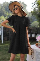 Swiss Dot Round Neck Flutter Sleeve Dress