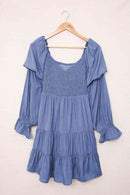 Smocked Off-Shoulder Tiered Mini Dress