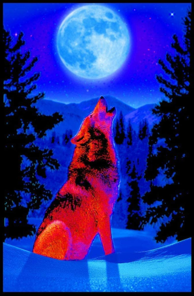 Black Ball Corp Wolf Moon Non Flocked Black Light Poster - Darkest Hour Apparel
