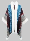 Color Block Open Front Poncho