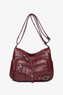 Multi-Pocket PU Leather Crossbody Bag